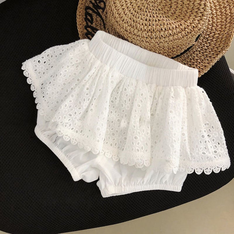Kompleti ljetne odjeće za djevojčice, 2 komada, šuplje čipkasto odijelo, ležerna majica bez rukava + kratke hlače, dječja odjeća, dječja odjeća, kompleti