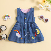 ma&baby 0-24M Haljina za novorođenčad, malu djecu, djevojčice, duginog medvjeda, ljetne haljine A-kroja za djevojčice D06