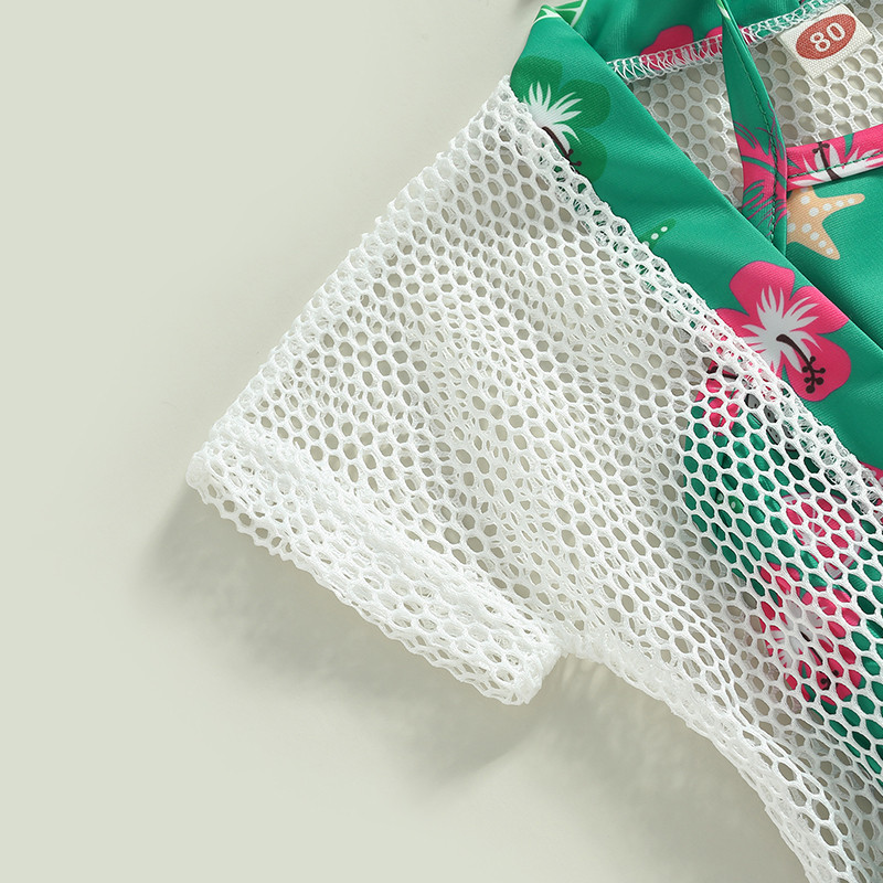 Toddler Baby Girl Bikini, 3 gab. Peldkostīms Vasaras Ikdienišķs Piedurknēm No Plecu Veste Pludmales Apakšpuses Peldkostīmi Mētelis zīdaiņa apģērbs