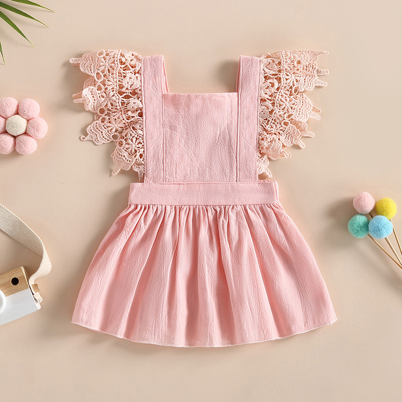 ma&baby 0-4metų naujagimių kūdikių mergaičių suknelė nėriniuota raukšlėta A formos vakarėliui skirtos vestuvinės suknelės mergaitėms vasara D06