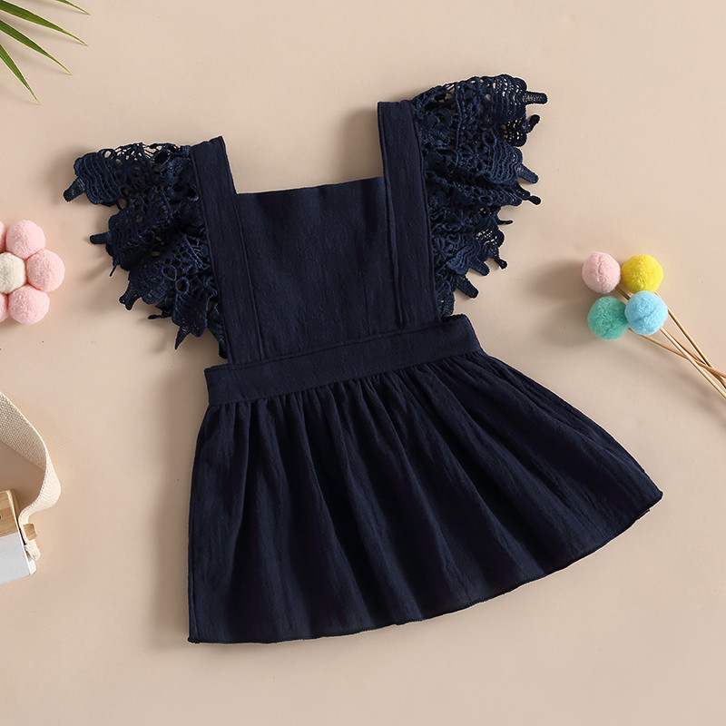 ma&baby 0-4metų naujagimių kūdikių mergaičių suknelė nėriniuota raukšlėta A formos vakarėliui skirtos vestuvinės suknelės mergaitėms vasara D06