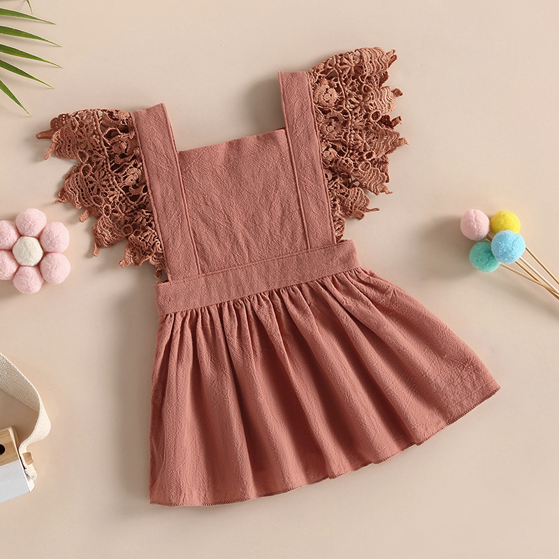 ma&baby 0-4metų naujagimių kūdikių mergaičių suknelė nėriniuota raukšlėta A formos vakarėliui skirtos vestuvinės suknelės mergaitėms vasara D06