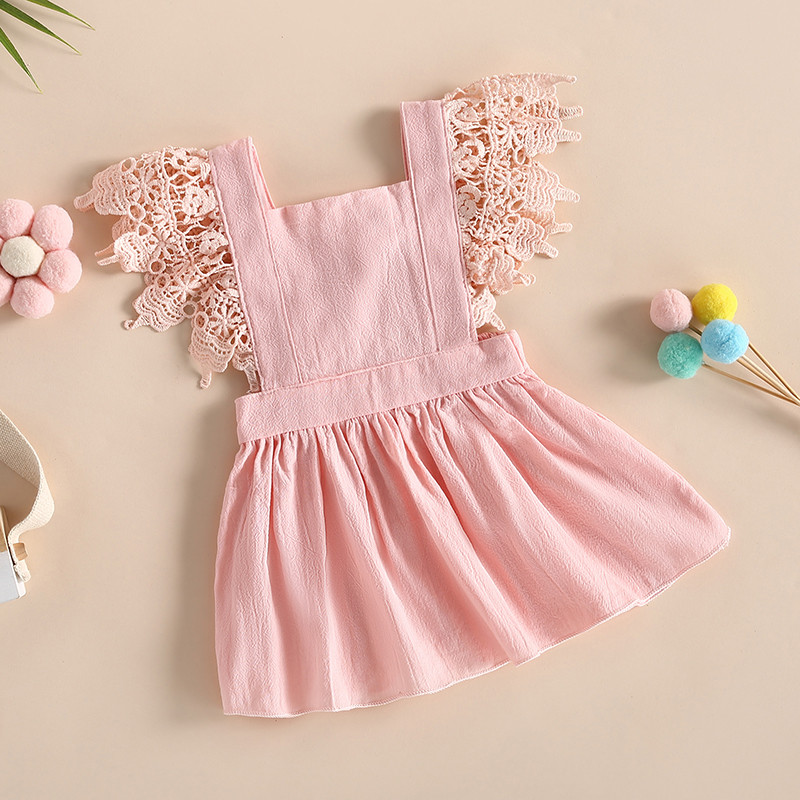 ma&baby 0-4metų naujagimių kūdikių mergaičių suknelė nėriniuota raukšlėta A formos vakarėliui skirtos vestuvinės suknelės mergaitėms vasara D06