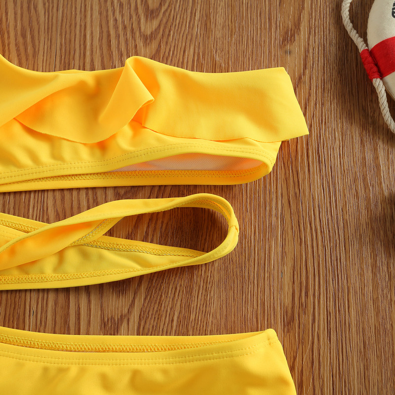 Djevojački kupaći kostim s izdubljenim kosim ramenima Ljeto Dječji žuti kupaći kostim Monokini Odjeća za plažu za djevojčice Kupaći kostimi Kupaći kostim