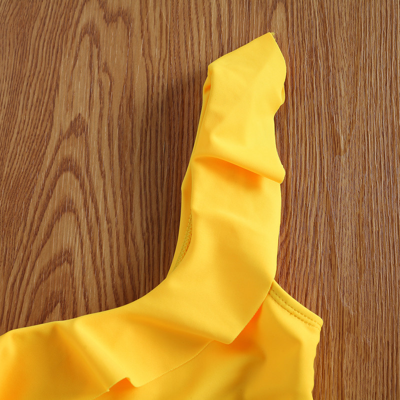 Djevojački kupaći kostim s izdubljenim kosim ramenima Ljeto Dječji žuti kupaći kostim Monokini Odjeća za plažu za djevojčice Kupaći kostimi Kupaći kostim