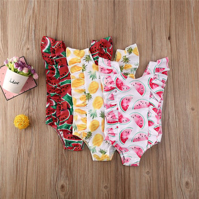 1-5 Years Children New Swimsuits Baby Girls Watermelon Print One Piece Swimming Girl Pineapple Suits Kids Summer Swimwear