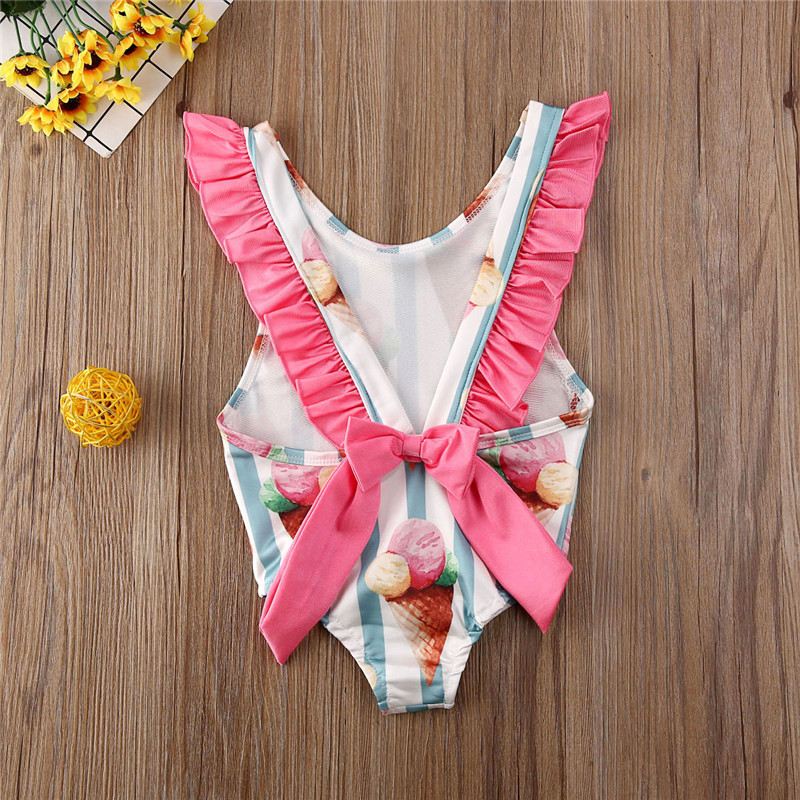 Väikelaste tüdrukute ujumistrikoo 1–4-aastastele lastele triibulised ujumisriided, seljataga bikiinid, vastsündinud beebi ühes tükis ujumiskostüüm