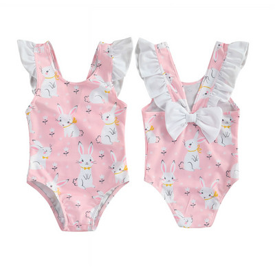 0-24M Baby Girls Swimwear 2021 Summer Bunny Print Ruffle Toddler Bikini Baby Swimsuit Girls Bathing Suits Beachwear
