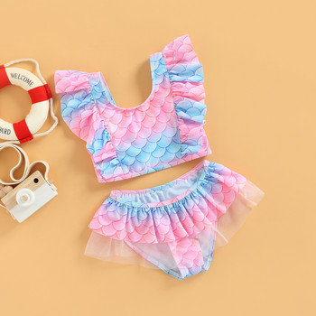 Ma&Baby 18M-6Y Toddler Kid Girls Swimsuit Summer Swimwear Ice Cream Mermaid Bikinis Sets Детско плажно облекло Бански костюм D01
