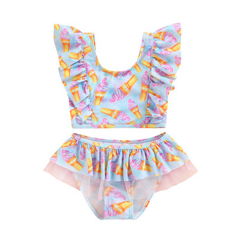 Ma&Baby 18M-6Y Toddler Kid Girls Swimsuit Summer Swimwear Ice Cream Mermaid Bikinis Sets Детско плажно облекло Бански костюм D01