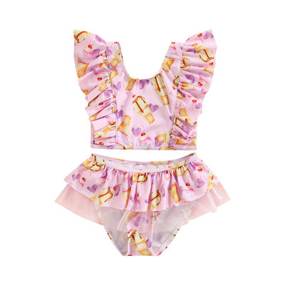 Ma&Baby 18M-6Y tipegő gyerek lány fürdőruha nyári fürdőruha fagylalt sellő bikini szettek gyermek strandruha fürdőruha D01