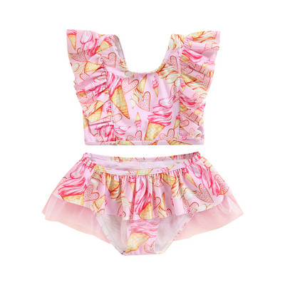 Ma&Baby 18M-6Y tipegő gyerek lány fürdőruha nyári fürdőruha fagylalt sellő bikini szettek gyermek strandruha fürdőruha D01