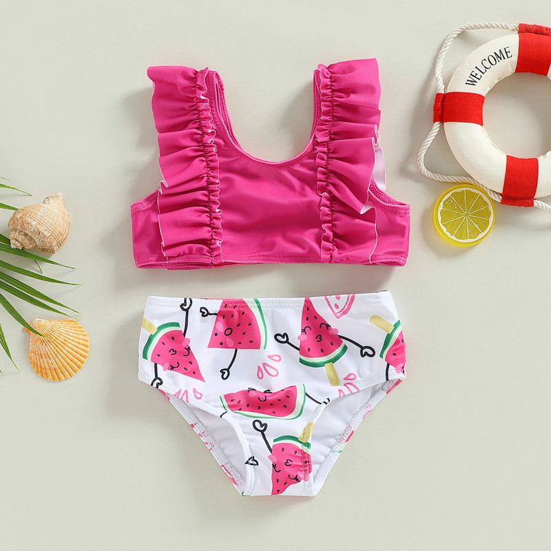 Dječji kupaći kostim za djevojčice od 2 do 7 godina Ljeto 2023. Kupaći kostim s motivom lubenice/ananasa s volanima Dječja odjeća za plažu Kupaći kostimi za bebe