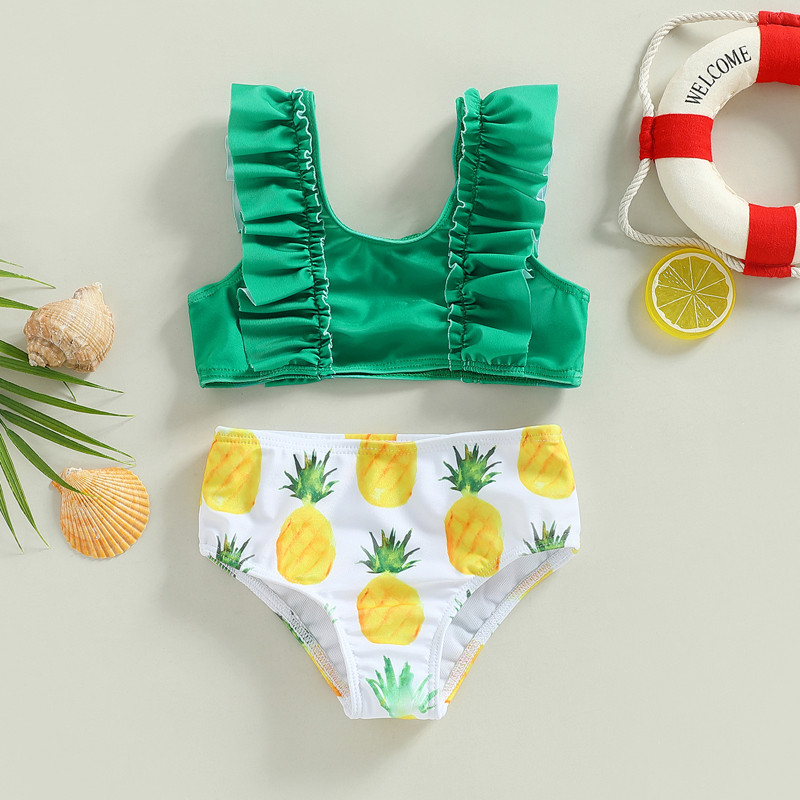 Dječji kupaći kostim za djevojčice od 2 do 7 godina Ljeto 2023. Kupaći kostim s motivom lubenice/ananasa s volanima Dječja odjeća za plažu Kupaći kostimi za bebe