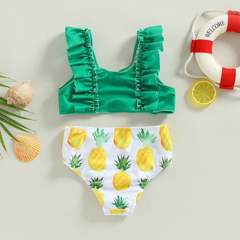 Dječji kupaći kostim za djevojčice od 2 do 7 godina Ljeto 2023. Kupaći kostim s motivom lubenice/ananasa s volanima Dječja odjeća za plažu Kupaći kostimi za bebe