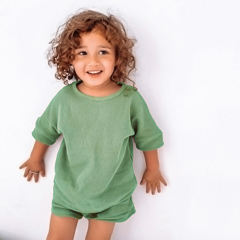 Dječaci Djevojčice Ljetna 2-dijelna trenerka Odjeća Majice Majice + Kratke hlače s elastičnim strukom s kompletom džepova Dječja ležerna jednobojna odjeća