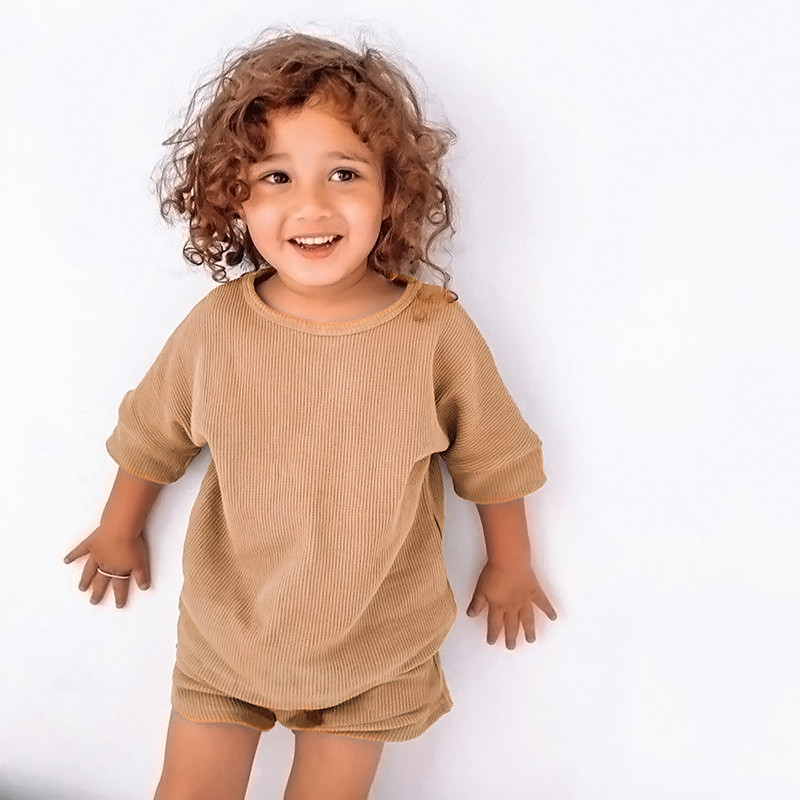 Dječaci Djevojčice Ljetna 2-dijelna trenerka Odjeća Majice Majice + Kratke hlače s elastičnim strukom s kompletom džepova Dječja ležerna jednobojna odjeća