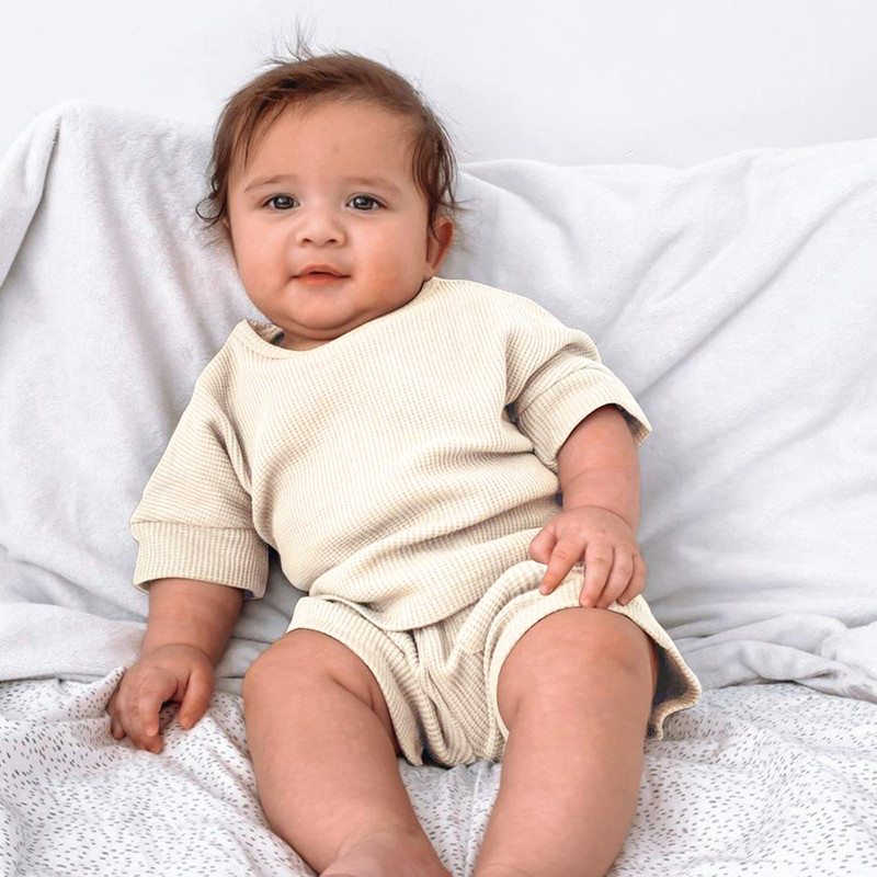 Dječaci Djevojčice Ljetna 2-dijelna trenerka Odjeća Majice Majice + Kratke hlače s elastičnim strukom s kompletom džepova Dječja ležerna jednobojna odjeća