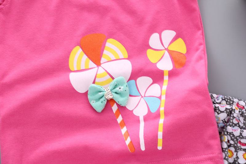 Komplet odjeće za djevojčice, dječja majica, prsluk bez rukava, kratke hlače s cvjetnim motivima, 2 kom., odijelo za djevojčice Trenerka za malu djecu Odjeća za djevojčice A288