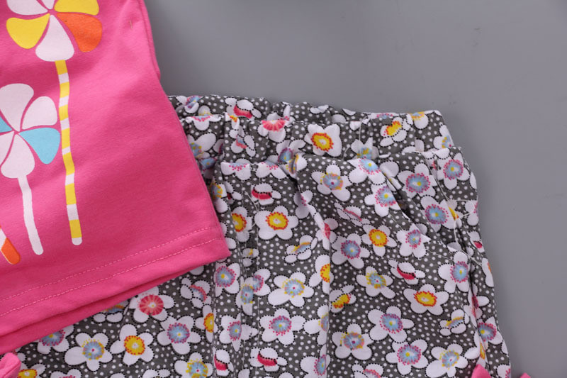 Komplet odjeće za djevojčice, dječja majica, prsluk bez rukava, kratke hlače s cvjetnim motivima, 2 kom., odijelo za djevojčice Trenerka za malu djecu Odjeća za djevojčice A288