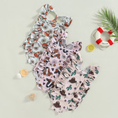 Ljeto 2023., dojenčad, mala djeca, dječji kupaći kostimi za djevojčice, 2-6 godina goveda, cvjetni kaktusi, bodi s volanima, kupaći kostimi, kupaći kostimi