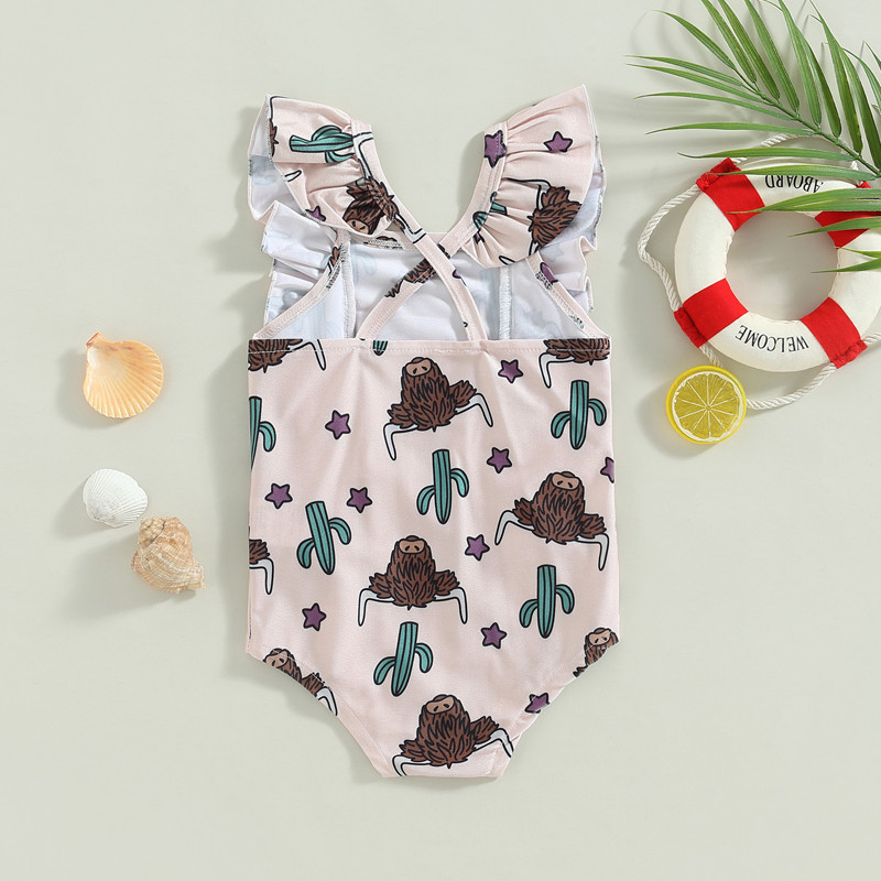 Ljeto 2023., dojenčad, mala djeca, dječji kupaći kostimi za djevojčice, 2-6 godina goveda, cvjetni kaktusi, bodi s volanima, kupaći kostimi, kupaći kostimi