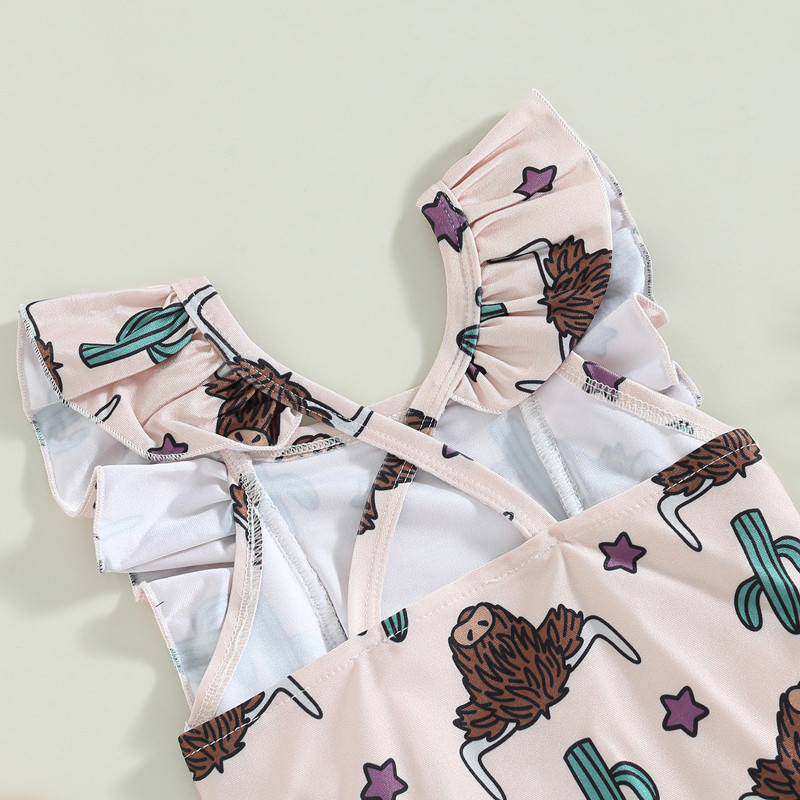 Ljeto 2023., dojenčad, mala djeca, dječji kupaći kostimi za djevojčice, 2-6 godina goveda, cvjetni kaktusi, bodi s volanima, kupaći kostimi, kupaći kostimi