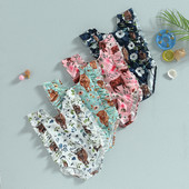 Modni kupaći kostimi za malu djecu, djevojčice, 1-5 godina Bodi s rukavima s volanima, goveda, kupaći kostimi, kupaći kostimi Odjeća za plažu