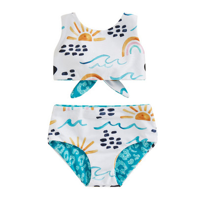 Vasaros mažylių, berniukų, mergaičių maudymosi kostiumėliai maudymosi kostiumėliai su gėlėmis / leopardo raštu „Bowknot“ bateliai + šortai Vaikiški paplūdimio apranga maudymosi kostiumėliai