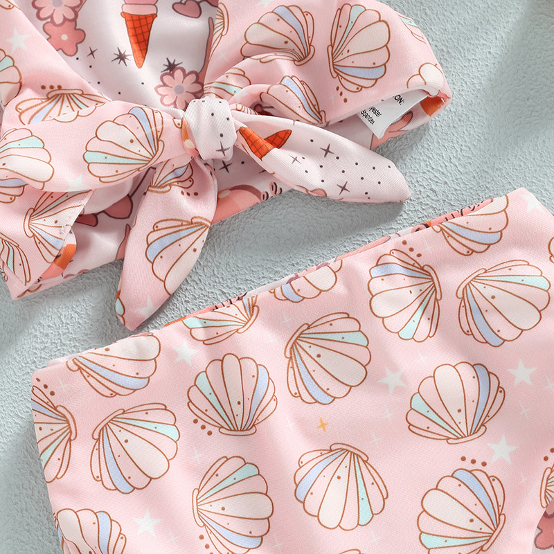 Dječji kupaći kostim za djevojčice Ljeto 2023. Cvjetni prugasti kraći vrhovi Kratki kratki kupaći kostimi Kupaći kostimi za djevojčice Odjeća za plažu