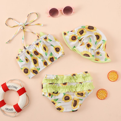 Ljetni kupaći kostimi za malu djecu Djevojčice Ljetni dječji s printom voća Bez rukava Bownot Hater Majice kratke hlače Kape Kupaći kostimi Kupaći kostimi