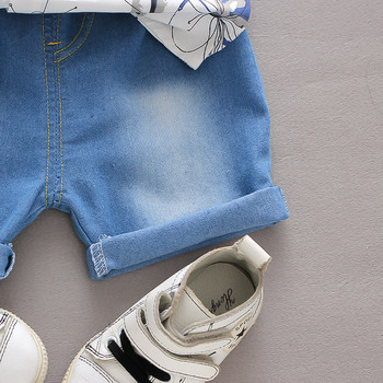 Бебешки дрехи за момчета Костюм с къс ръкав Риза Дънки Детски комплект дрехи за 1-4 годишно бебе