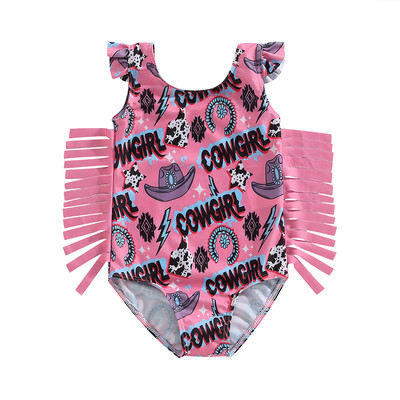 Väikelapsed Lapsed Beebi Tüdrukud Suvised Ujumisriided Lehma Kirjaprint Varrukateta Tutt Ujumiskostüümid Ujumisriided Rannarõivad Riided