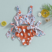 Fashion Toddler Παιδικά Βρεφικά Κοριτσίστικα Μαγιό Παγωτό Εκτύπωση Αμάνικα Κοίλα Φορμάκια Μαγιό Ρούχα παραλίας