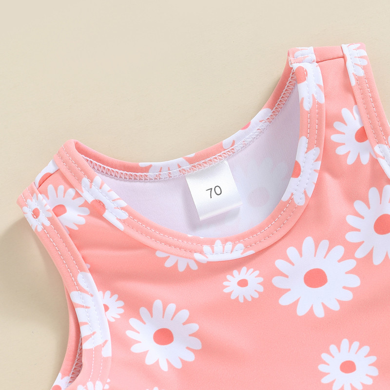 Zīdaiņiem, mazuļiem, mazuļiem, bērniem, meitenēm, bikini komplekti ar ziedu apdruku bez piedurknēm volāni, topi Šorti, bērnu pludmales apģērbi, peldkostīmi, peldkostīmi