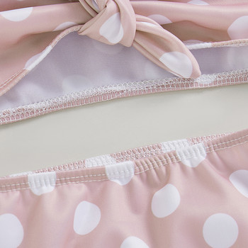 Toddler Kids Baby Girls Summer Bikinis Set Raffle Bowknot Αμάνικα Crop Tops + Dot/Floral print Σορτς Μαγιό