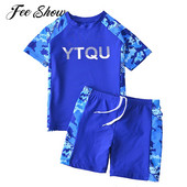 Dvodijelni kompleti kupaćih kostima Rashguard za djevojčice i dječake, kratkih rukava, kamuflažnih zvjezdica, komplet kratkih hlača za plivanje, kupaći kostimi