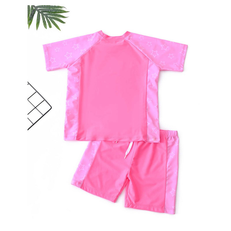 Dvodijelni kompleti kupaćih kostima Rashguard za djevojčice i dječake, kratkih rukava, kamuflažnih zvjezdica, komplet kratkih hlača za plivanje, kupaći kostimi