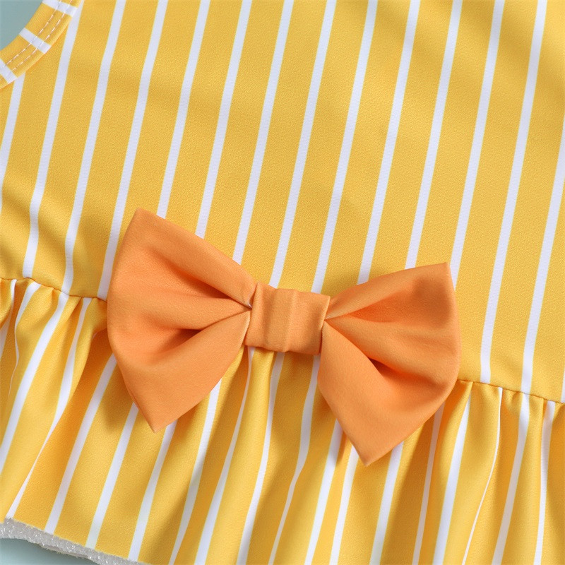 Прохождащи бебета Момичета Бански костюми Детски комплекти от две части Tankini Летни щампи на райе Рюши Горнища Къси шорти Бански костюм Плажно облекло