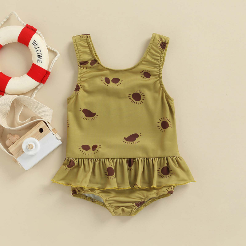 Fashionn Toddler Παιδικά Κοριτσίστικα Καλοκαιρινό Παιδικά Κοριτσίστικα floral στάμπα Αμάνικα Ολόσωμο Brazilian μαγιό