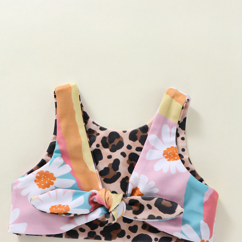 Prekrasan kupaći kostim za djevojčice Dvodijelni kupaći kostim za djevojčice Dvodijelni dječji komplet bikinija s duginim leopardom Biquini Infantil kupaći kostimi Odjeća za plažu