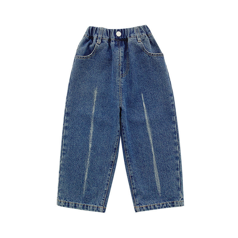 Modne ravne traperice s bijelim linijama za dječake 2-7 godina Dječje široke široke traper hlače