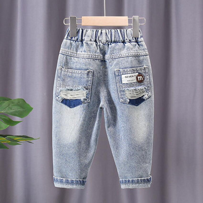 Zēnu brīvi džinsi caurumu džinsa bikses modes bērni Dienvidkorejas stils ikdienas zēni kovboju bikses mazulis bērns 2 3 4 5 6 7 8 gadi