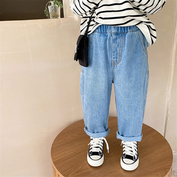 Κορεάτικο στυλ για αγόρια πλυμένα βαμβακερά τζιν παντελόνια μονόχρωμα μονόχρωμα ίσια τζιν παντελόνια