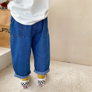 Κορεάτικο στυλ για αγόρια πλυμένα βαμβακερά τζιν παντελόνια μονόχρωμα μονόχρωμα ίσια τζιν παντελόνια
