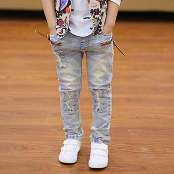 IEENS 4-11 χρονών Αγόρια Ρούχα Λεπτά ίσια τζιν Κλασικό πάτο Παιδικό τζιν Παιδικό παντελόνι Παιδικό Boy Casual παντελόνι