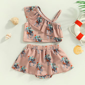 Modni ljetni dječji kupaći kostimi za djevojčice od 2 komada, majice bez rukava s volanima s uzorkom konja, tutu suknje, kupaći kostimi, odjeća za plažu