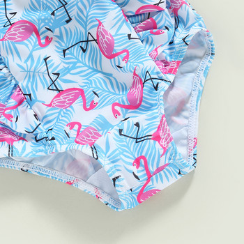 Toddler Kids Baby Girls Summer Bikini Swimwear Cartoon Dinosaur/Flamingo/Leaf print Αμάνικο κορμάκια μαγιό