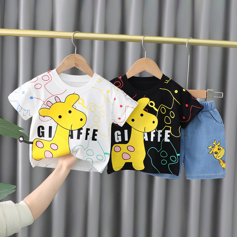 Ljetna odjeća za dječake 2022. Slatka pamučna dječja majica s crtanim filmovima + ležerne hlače, dvodijelno odijelo za dječake