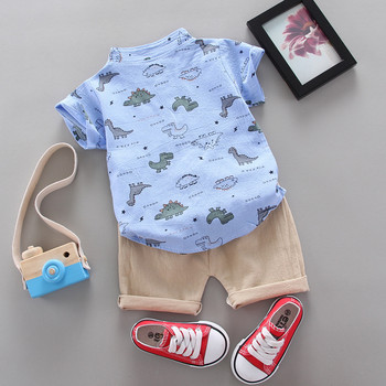 Καλοκαίρι 2020 νέο αγόρι χαριτωμένο βαμβακερό πουκάμισο κινουμένων σχεδίων κοντομάνικο κοστούμι casual παιδικά ρούχα Σετ για αγόρια 2 τεμάχια βρεφικά ρούχα
